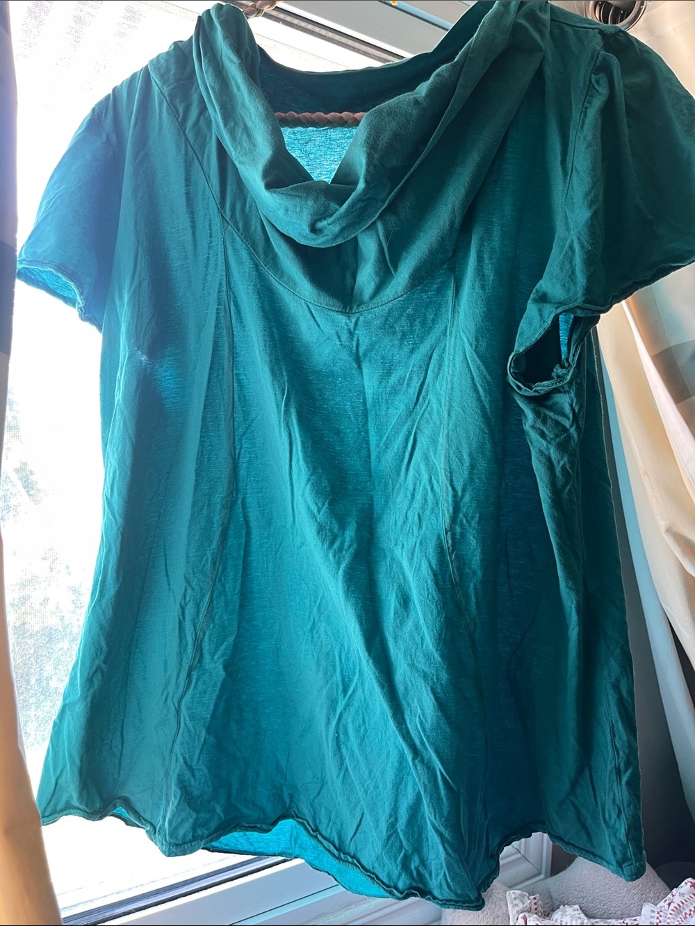 Women’s Teal Short-Sleeve Cowl Neck Top